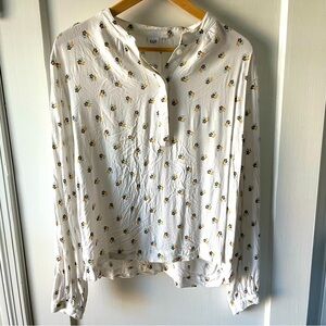 GAP Floral Long Sleeve Popover Blouse, Size L